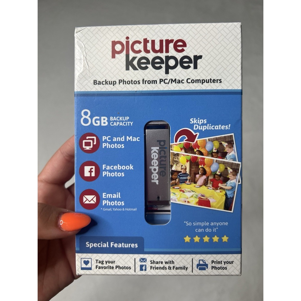 Picture Keeper 8GB Capacity Back Up Photos PC Computer USB Flash Drive‎ Sealed